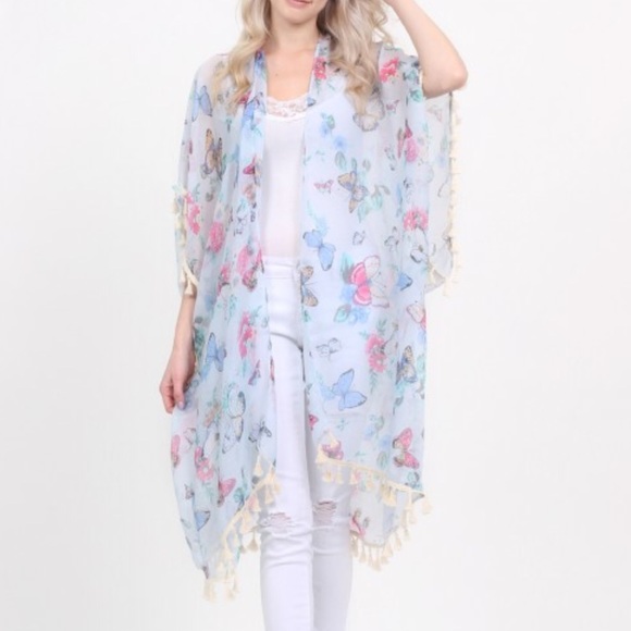 Blue Butterfly Kimono - Picture 2 of 2